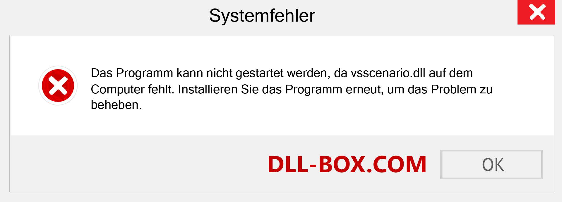 vsscenario.dll-Datei fehlt?. Download für Windows 7, 8, 10 - Fix vsscenario dll Missing Error unter Windows, Fotos, Bildern